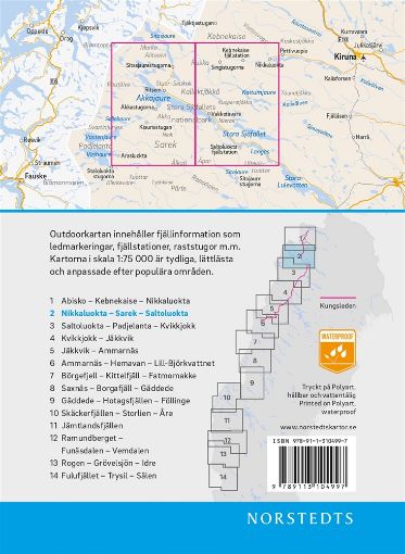 Bild på Outdoorkartan Nikkaluokta Sarek Saltoluokta : Blad 2 Skala 1:75 000