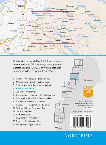 Bild på Outdoorkartan Kvikkjokk Jäkkvik : Blad 4 Skala 1:75 000