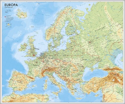 Bild på Europa väggkarta Kartförlaget 1:5,5 milj i papptub - LAMINERAD