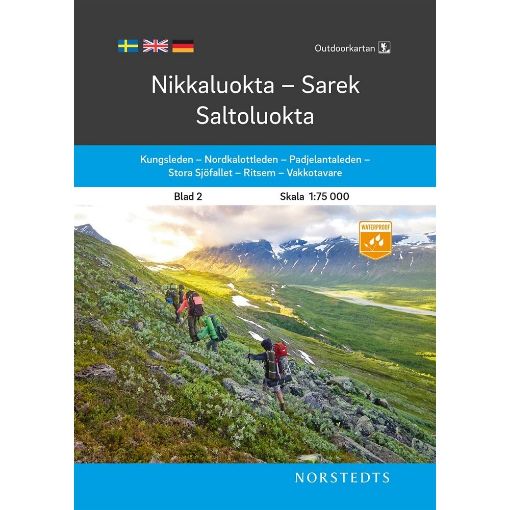 Bild på Outdoorkartan Nikkaluokta Sarek Saltoluokta : Blad 2 Skala 1:75 000